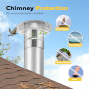 VIVOHOME 4" Cone Top Chimney Cap with Screen, Round Roof Rain Chimney Cover, Galvanized Steel Fireplace Exhaust Cap, Adjustable Roof Cap for Vent