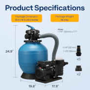 VIVOHOME 14-Inch Sand Filter Pump with Timer 2850 GPH Fits 12700 Gallons Above Ground Pool, 6 Way Valve 63.9 Pound Sand Capacity w/ 2 Adapter Conversion Kit