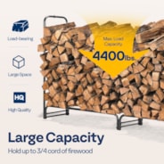 VIVOHOME 12 ft Heavy Duty Firewood Rack Outdoor with Cover, Fire Wood Storage Rack, Log Holder and Cover Combo Set with Zipper, Black