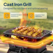 VIVOHOME Rectangle Cast Iron Charcoal Grill with Double-Sided Grate, Portable Outdoor BBQ Grill, Compact Tabletop Grill Stove (Note: The charcoal grid is made of stainless steel, not cast iron)