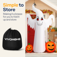 VIVOHOME 9FT Halloween Inflatable Yard Decor, Giant Ghost with 2 Pumpkin, Outdoor Blow Up with Built-in LED Light for Lawn, Garden, Party