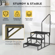 VIVOHOME RV Steps with Handrail, 3 Steps Mobile Home Ladder Portable Stairs for RV, Hot Tub, Outdoor Spa