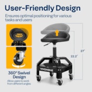 VIVOHOME Adjustable Garage Stool with Wheels with Tool Tray Storage and Wheels