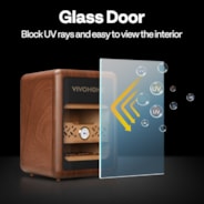 VIVOHOME Cigar Humidor 3 Shelves, 200 Counts Cigar Humidor Cabinet with Light, Spanish Cedar Wood Inner Shelves and Drawer, Accurate Hygrometer, Humidifier, for Men Brown