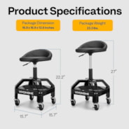 VIVOHOME Adjustable Garage Stool with Wheels with Tool Tray Storage and Wheels