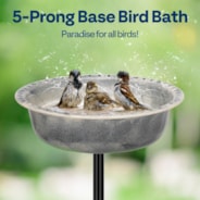 VIVOHOME Polyresin Bird Bath Bowl with Metal Stake, 29 Inch Height Outdoor Freestanding Birdfeeder, Capacity 1.4 Gallons, 5-Pronged Base, Gray