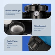VIVOHOME 16-Inch Sand Filter Pump with Timer 3168 GPH Fits 14100 Gallons Above Ground Pool, 6 Way Valve 90.4 Pound Sand Capacity w/ 2 Adapter Conversion Kit