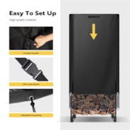 VIVOHOME 2ft Firewood Log Rack Cover, Heavy Duty 600D Oxford Outdoor Weather Resistant Fire Wood Storage Holder Cover with Zipper and Hook Loop Tape
