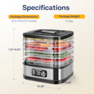 VIVOHOME 5 Trays Food Dehydrator Machine with 72H Digital Timer and Temperature Control
