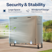 VIVOHOME 4ft Firewood Log Rack Cover, Heavy Duty 600D Oxford, Double Layer Outdoor Weather Resistant Fire Wood Storage Holder Cover with Zipper and Hook Loop Tape, Brown