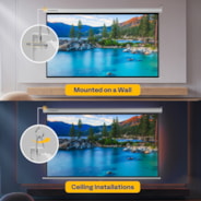 VIVOHOME 80 Inch Manual Pull Down Projector Screen, 16:9 HD Retractable Widescreen Matte for Movie Home Theater Cinema Office Video Game, Steel & PVC, White