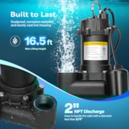VIVOHOME 3/4 HP Submersible Cast Iron Sewage/Effluent Pump, 4680 GPH Float Switch Sump Pump with 2'' NPT Discharge for Basement, Septic Tank