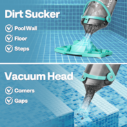 VIVOHOME Cordless Pool Vacuum with Telescopic & Extension Poles 9.12ft, 18.5 GPM Suction, 60-Min Run Time, Handheld Cleaner Rechargeable with Battery Indicator for Pools/Spas/Hot Tubs - Green