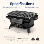VIVOHOME Rectangle Cast Iron Charcoal Grill with Double-Sided Grate, Portable Outdoor BBQ Grill, Compact Tabletop Grill Stove (Note: The charcoal grid is made of stainless steel, not cast iron)