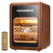 VIVOHOME Cigar Humidor 3 Shelves, 200 Counts Cigar Humidor Cabinet with Light, Spanish Cedar Wood Inner Shelves and Drawer, Accurate Hygrometer, Humidifier, for Men Brown