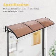 VIVOHOME Polycarbonate Window Door Awning Spliced Canopy Brown with Black Bracket 40 Inch x 120 Inch