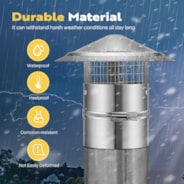 VIVOHOME 4" Cone Top Chimney Cap with Screen, Round Roof Rain Chimney Cover, Galvanized Steel Fireplace Exhaust Cap, Adjustable Roof Cap for Vent