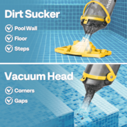 VIVOHOME Cordless Pool Vacuum with Telescopic & Extension Poles 9.12ft, 18.5 GPM Suction, 60-Min Run Time, Handheld Cleaner Rechargeable with Battery Indicator for Pools/Spas/Hot Tubs - Yellow