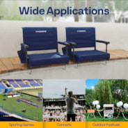 VIVOHOME Stadium Seats with Back Support and Cushion, 2 Pack Portable Bleacher Chairs with Cup Holder and Shoulder Strap