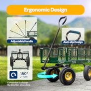 VIVOHOME Heavy Duty 880 Lbs Capacity Mesh Steel Garden Cart Folding Utility Wagon with Removable Sides and 4.10/3.50-4 inch Wheels (Green)