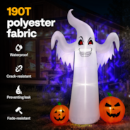 VIVOHOME 9FT Halloween Inflatable Yard Decor, Giant Ghost with 2 Pumpkin, Outdoor Blow Up with Built-in LED Light for Lawn, Garden, Party