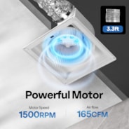 Bathroom Exhaust Fan with Light, 165CFM Shower Ventilation Exhaust Fan with 6500K LED Light Combo,Ceiling Mount w/ 4" Duct Hose 1.5 Sones Square Fan, Cool White Light