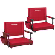 VIVOHOME 2 Pack Portable Stadium Seats with Back Support and Cushion Red