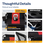 VIVOHOME Stadium Seats with Back Support and Cushion, 2 Pack Portable Bleacher Chairs with Cup Holder, Storage Bags and Shoulder Strap, Comfortable for Various Sports Events, Black and Red