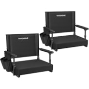 VIVOHOME Portable Bleacher Chairs with Cup Holder and Shoulder Strap