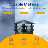 8" Cone Top Chimney Cap with Screen, Fireplace Round Chimney Cover, Galvanized Steel Exhaust Rain Caps for Outside, Easy to Install Flue Cap, Black