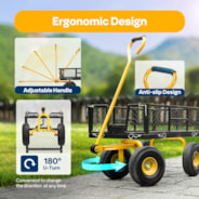 VIVOHOME Heavy Duty 880 Lbs Capacity Mesh Steel Garden Cart Folding Utility Wagon with Removable Sides and 4.10/3.50-4 inch Wheels (Black)