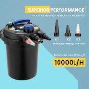 VIVOHOME Bio Pressure Pond Filter with 13W Light, 2630 GPH Suitable for Koi Ponds up to 1300 Gallons or Ornamental Ponds up to 2600 Gallons