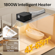 Bathroom Exhaust Fan with 1800W PTC Heater, Humidity Sensor & LED Light, Ceiling Mount Ventilation Fan, 160 CFM DC Motor, 3 Color Temperatures, Remote Control, Oscillating Louver