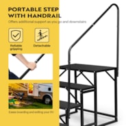 VIVOHOME RV Steps with Handrail, 4 Steps Mobile Home Ladder Portable Stairs for RV, Hot Tub, Outdoor Spa