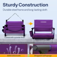 VIVOHOME Stadium Seats with Back Support and Cushion, 2 Pack Portable Bleacher Chairs with Cup Holder and Shoulder Strap