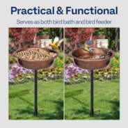 VIVOHOME Polyresin Bird Bath Bowl with Metal Stake, 29 Inch Height Outdoor Freestanding Birdfeeder, Capacity 1.4 Gallons, 5-Pronged Base, Bronze