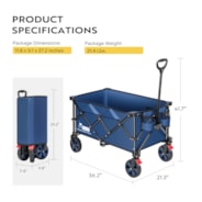 VIVOHOME 200L Collapsible Wagon 300lbs Heavy Duty Folding Utility Garden Cart Foldable Beach Wagons Large Capacity for Camping Picnic - Blue