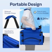 VIVOHOME Height Adjustable High Back Stadium Seats with Back Support and Cushion, 2 Pack Portable Bleacher Chairs with Cup Holder and Shoulder Strap, Blue