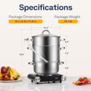 VIVOHOME Fruit Vegetables Juicer Steamer Pot 11Qt with Tempered Glass Lid, Hose, Clamp, Loop Handles