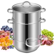 VIVOHOME Fruit Vegetables Juicer Steamer Pot 11Qt with Tempered Glass Lid, Hose, Clamp, Loop Handles