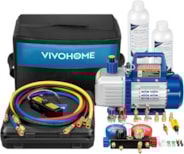 VIVOHOME HVAC Vacuum Pump 3/4 HP 7.2CFM 2 Stage and 4 Way AC Manifold Gauge Set Kit