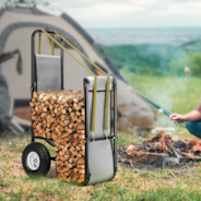 VIVOHOME Firewood Log Cart Carrier with Rubber Wheels and 600D Oxford Cloth, 250 LB Capacity Heavy Duty Steel Dolly Hauler, Rolling Wood Rack Storage Mover for Easy Transport Indoor Outdoor Use