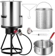 VIVOHOME 30 Qt. Aluminum Turkey Deep Fryer Pot with 10 Qt. Fish Fryer and 54,000 BTU Outdoor Propane Stove Burner Stand