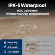 VIVOHOME 4ft Firewood Log Rack Cover, Heavy Duty 600D Oxford, Double Layer Outdoor Weather Resistant Fire Wood Storage Holder Cover with Zipper and Hook Loop Tape, Brown