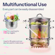 VIVOHOME Fruit Vegetables Juicer Steamer Pot 11Qt with Tempered Glass Lid, Hose, Clamp, Loop Handles