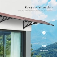 VIVOHOME Polycarbonate Window Door Awning Canopy Brown with Black Bracket 40 Inch x 160 Inch