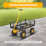 VIVOHOME Heavy Duty 880 Lbs Capacity Mesh Steel Garden Cart Folding Utility Wagon with Removable Sides and 4.10/3.50-4 inch Wheels (Black)