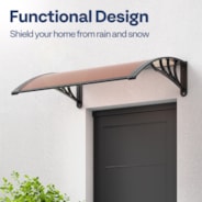 VIVOHOME Polycarbonate Window Door Awning Canopy Brown with Black Bracket 40 Inch x 40 Inch