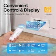 4'' x 12'' Opening Register Booster Fan with Adjustable Wind Direction Louver, Smart Intelligent Thermostat & 10-Speed Remote Control - 13.8" x 5.5" Vent Cover for Room, Floor, Wall - White