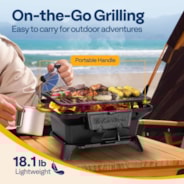 VIVOHOME Rectangle Cast Iron Charcoal Grill with Double-Sided Grate, Portable Outdoor BBQ Grill, Compact Tabletop Grill Stove (Note: The charcoal grid is made of stainless steel, not cast iron)